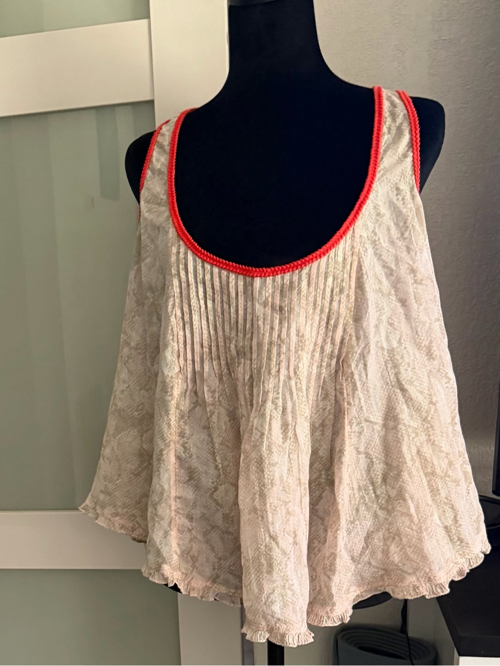 aerie Light Pink Printed Racerback Tank with Coral Trim - Picture 8 of 10